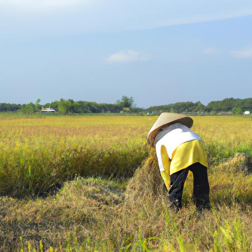 Nông dân đang thu hoạch lúa gạo ST25 trên cánh đồng.