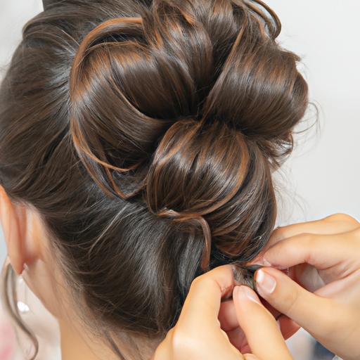 Sử dụng ghim cài tóc để giữ cho kiểu buộc tóc cuộn tròn được duy trì