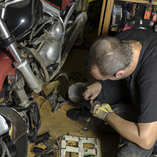 Thợ sửa chữa đang chỉnh garanti của xe máy Jupiter trong gara
