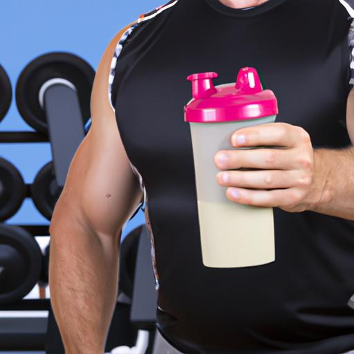 Tập thể dục và uống nước giải khát chứa protein tại phòng tập gym