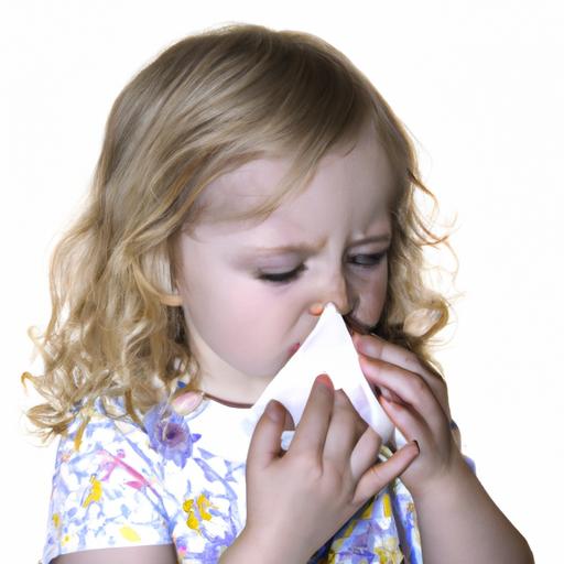 Đứa trẻ cầm khăn giấy lau sổ mũi của mình.