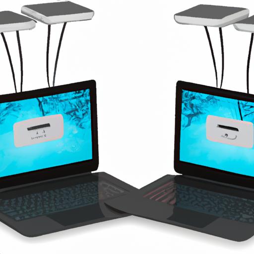 Hai máy tính laptop được kết nối với cùng một mạng Wi-Fi để truyền file không dây