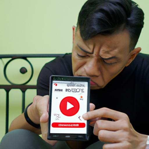 Một người cầm smartphone với ứng dụng YouTube đang mở và trông thất vọng vì nó không hiển thị đúng trên Oppo A37 của họ