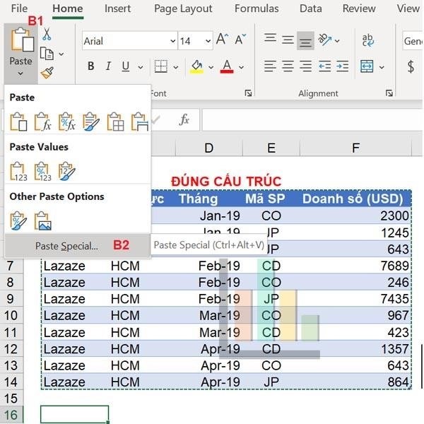 Cách sao chép bảng tính Excel không thay đổi giá trị.