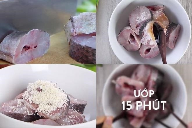 Trước khi nấu canh, hãy ướp cá lóc trong vòng 15 phút để cá có thể ngấm gia vị.