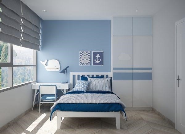 Sử dụng sơn sáng như màu trắng hoặc màu xanh dương nhạt là cách tối ưu để làm cho không gian trông rộng hơn.