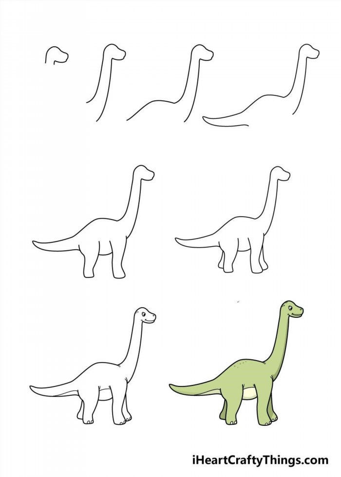 Hướng dẫn cách vẽ con khủng long đơn giản với 8 bước cơ bản