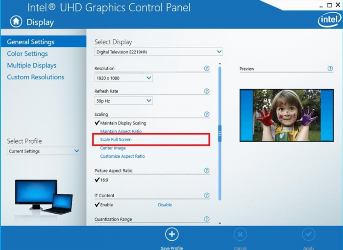 Cách 3: Sử dụng Intel Graphic Settings để tùy chỉnh các thiết lập đồ họa trên máy tính của bạn, bao gồm độ phân giải, độ sáng, độ tương phản và màu sắc, để có trải nghiệm làm việc hoặc giải trí tốt hơn.