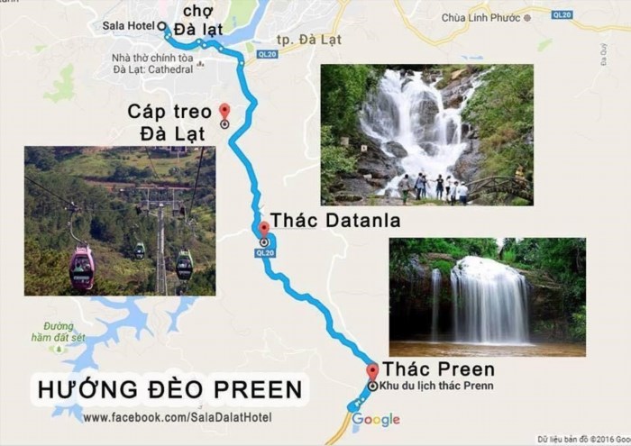 Hướng theo Đèo Prenn, bạn sẽ đi qua những cánh rừng thông tươi tốt và những thác nước đổ xuống từ độ cao 10 mét, tạo nên một khung cảnh thiên nhiên tuyệt đẹp và hấp dẫn.