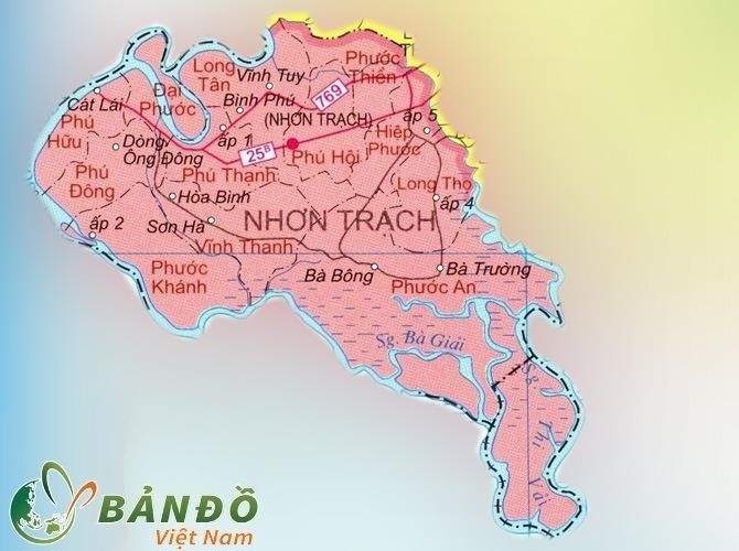 Bản đồ địa hình huyện Nhơn Trạch