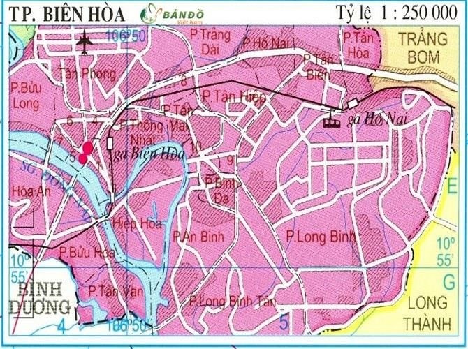 Bản đồ chính quyền của thành phố Biên Hoà.
