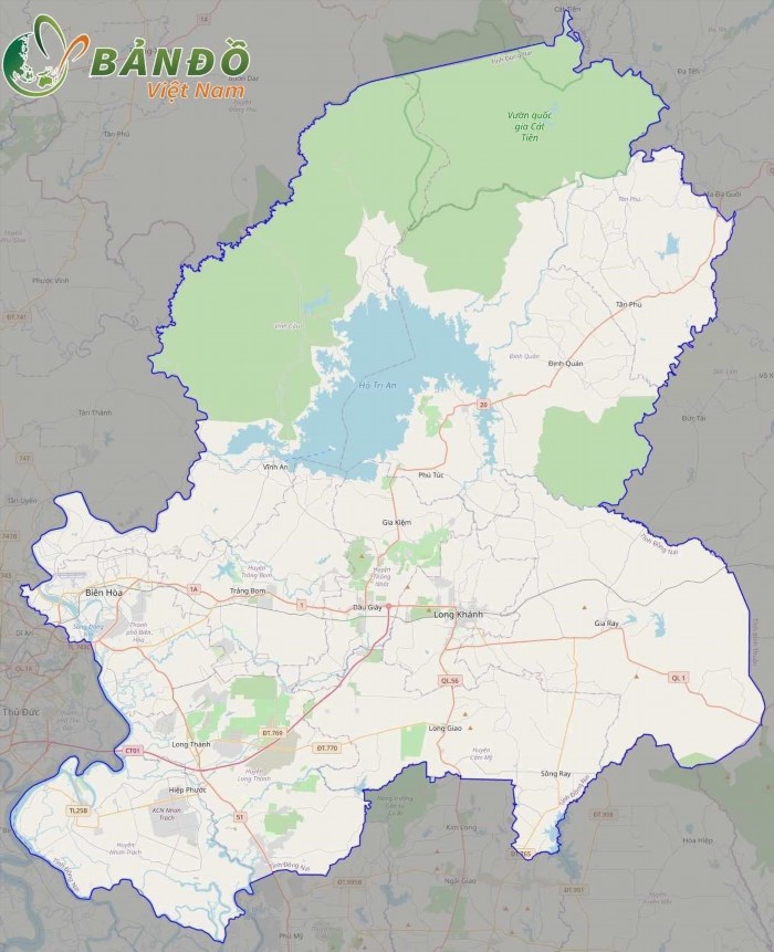 Bản đồ của Đồng Nai trên Open Street Map.