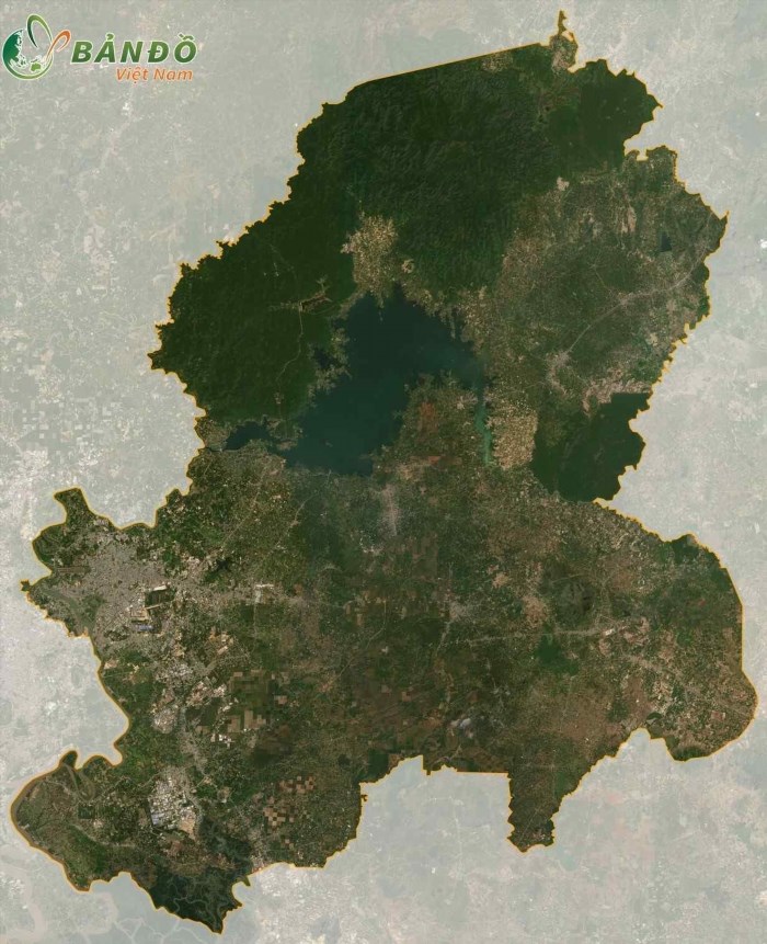 Bản đồ tỉnh Đồng Nai được hiển thị trên vệ tinh.