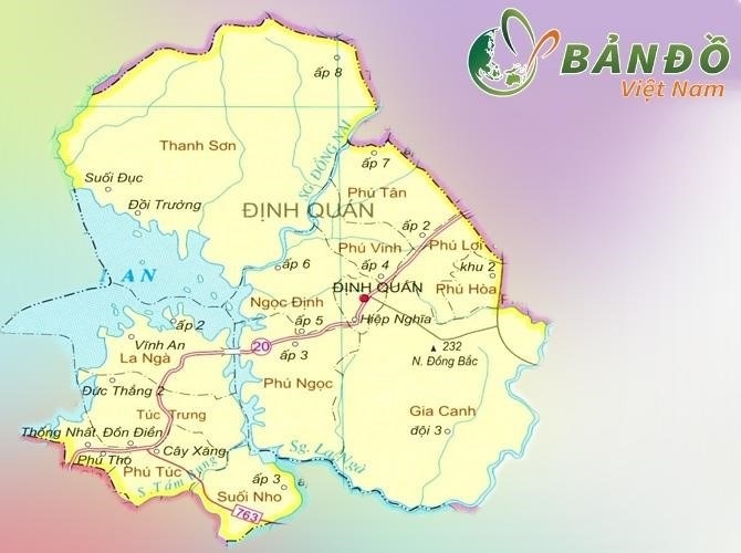 Bản đồ địa hình của huyện Định Quán.