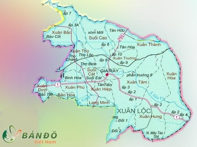 Bản đồ chính quyền của huyện Xuân Lộc