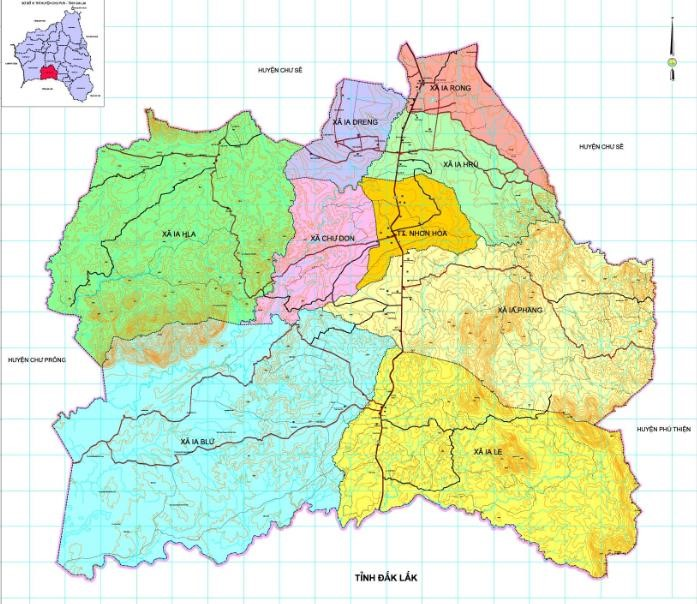 Bản đồ chính quyền huyện Chư Pưh.