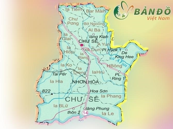 Bản đồ chính quyền của huyện Chư Sê.