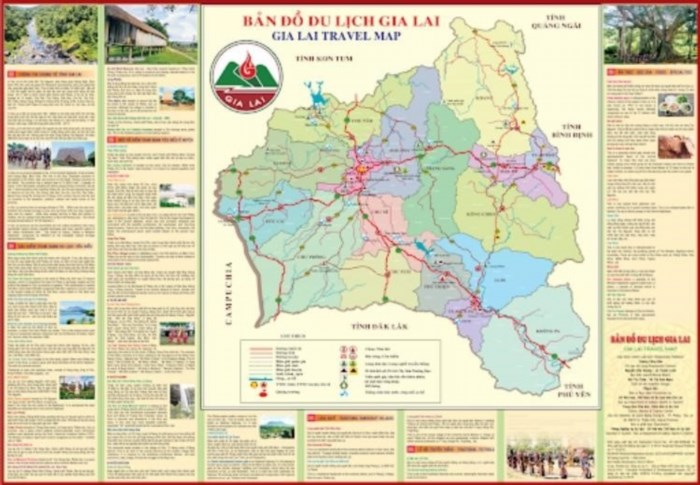 Bản đồ chi tiết về các xã, huyện, thành phố trong tỉnh Gia Lai.