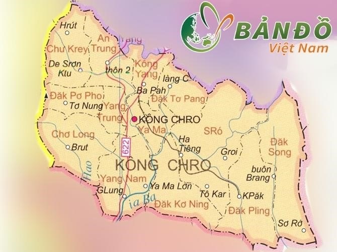 Đồ bản đồ chính quyền vùng Kông Chro.