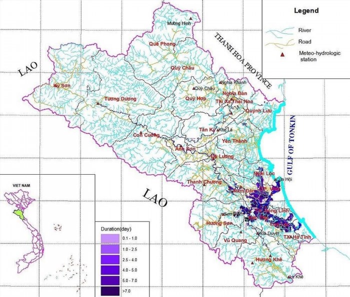 Bản đồ các Đô thị, Thị trấn, Quận của Nghệ An.