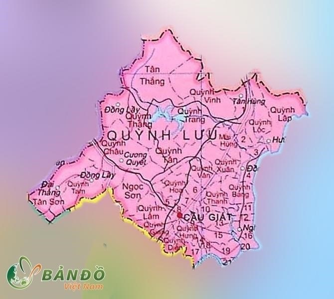 Bản đồ chính quyền của huyện Quỳnh Lưu.
