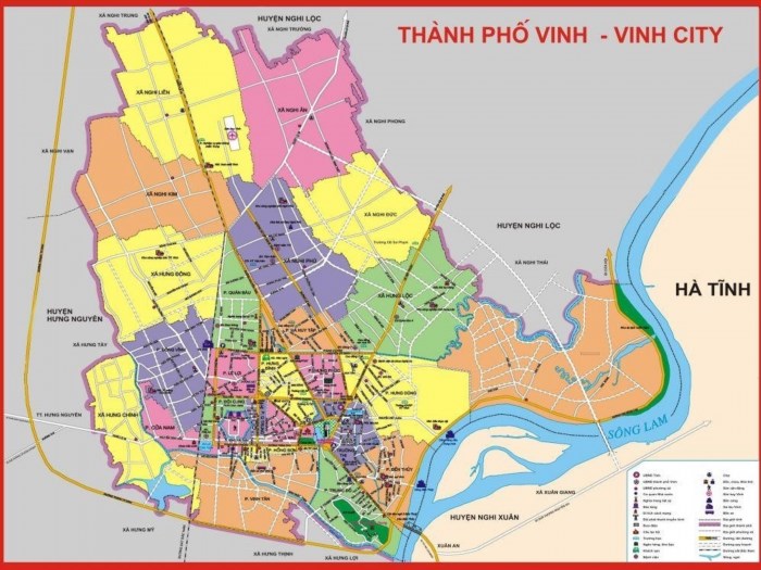 Bản đồ chính quyền thành phố Vinh.