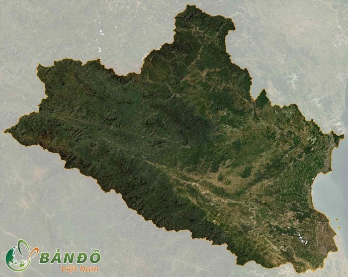 Bản đồ của tỉnh Nghệ An được chụp từ vệ tinh.