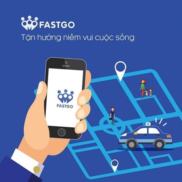 Sử dụng phần mềm FastGo trên thiết bị di động để đặt xe công nghệ.