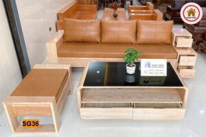 Bàn ghế sofa gỗ phòng khách nhỏ