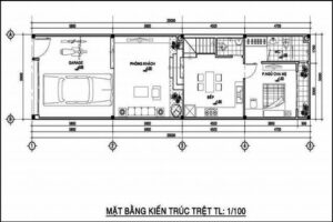 Bản vẽ nhà 2 tầng 5x20