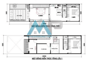 Bản vẽ thiết kế nhà ống 5x20m 1 tầng