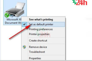 Cách chọn máy in mặc định trong win 7