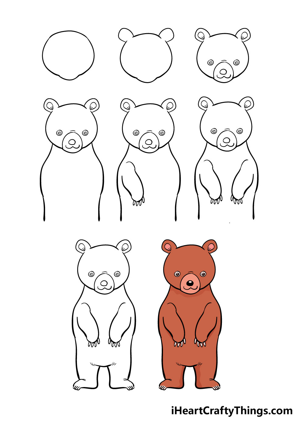 Rất Hay: Cách vẽ con gấu dễ thương đơn giản với 8 bước 