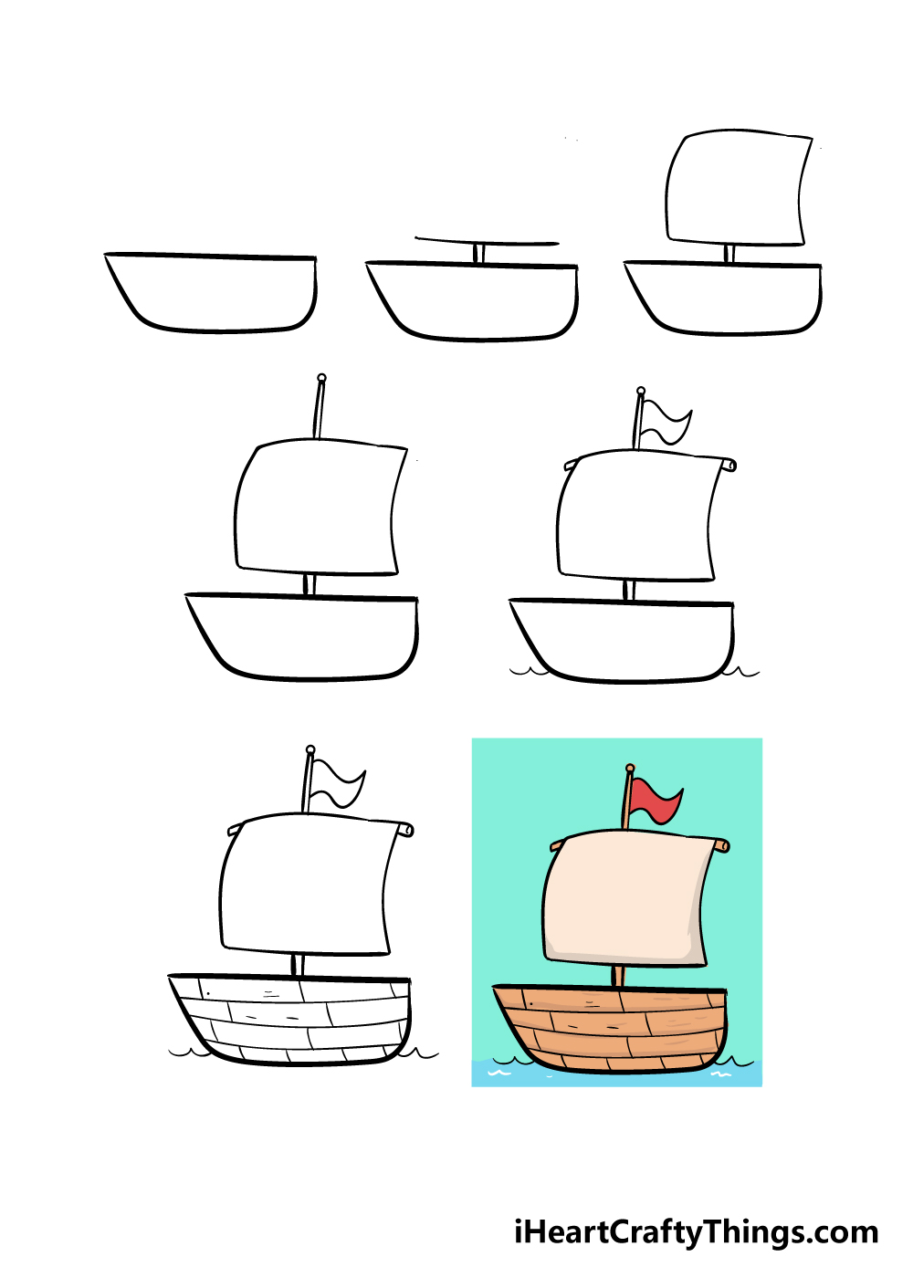 cách vẽ thuyền trên biển