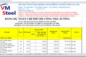 Dự toán nhà xưởng kết cấu thép