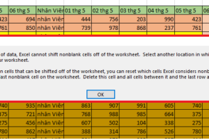 Lỗi không insert được cột trong excel