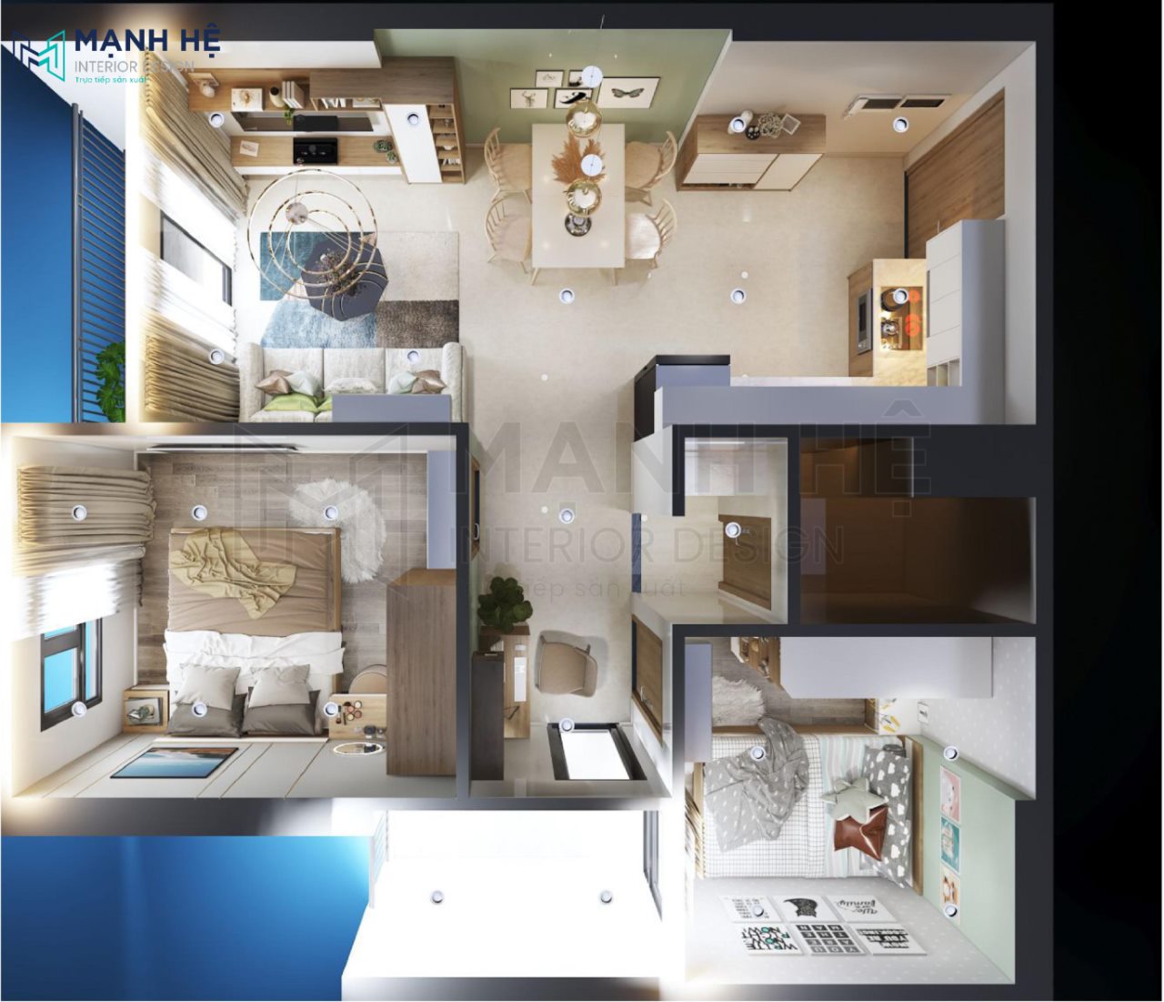 Với mô hình căn hộ 48m2 này, không gian đầy ấn tượng và thông minh sẽ khiến bạn phải say mê. Với thiết kế 2 phòng ngủ và tiện nghi đầy đủ, đây sẽ là ngôi nhà hoàn hảo cho bạn và gia đình . Hãy cùng chiêm ngưỡng hình ảnh này và cảm nhận nó như thể bạn đã đến thực tế.