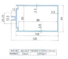 Mặt cắt nhôm xingfa hệ 65